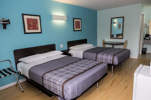 Deluxe Room, 2 Double Beds, Non Smoking | Desk, iron/ironing board, free WiFi, bed sheets