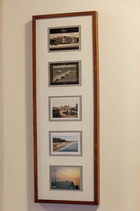 Close-up of postcards depicting Sopot.