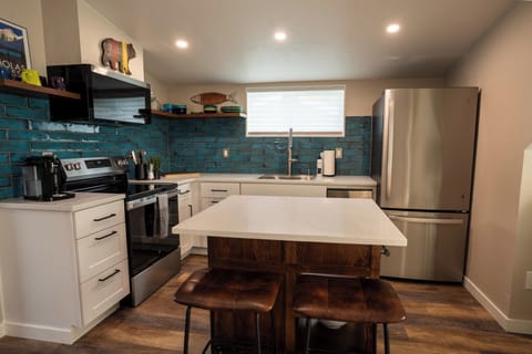 Fully equipped kitchen, full size appliances except dishwasher is apartment size