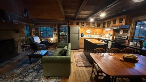 Dining table with banquette in kitchen