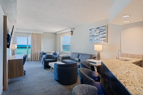 Suite, 1 Bedroom, Oceanfront (Microwave) | Hypo-allergenic bedding, desk, laptop workspace, iron/ironing board