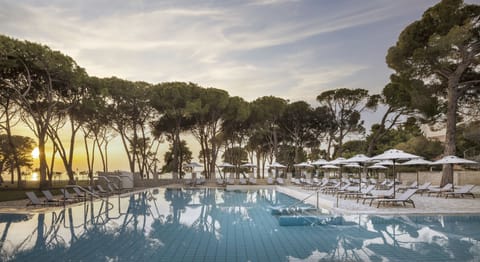 Seasonal outdoor pool, pool umbrellas, sun loungers