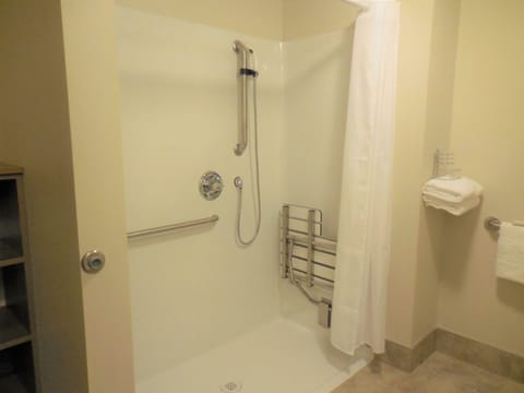 Deluxe Studio Suite, 1 Queen Bed, Accessible, Kitchenette | Bathroom | Combined shower/tub, free toiletries, towels