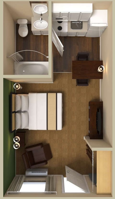 Studio, 1 Queen Bed, Non Smoking | Desk, blackout drapes, iron/ironing board, free WiFi