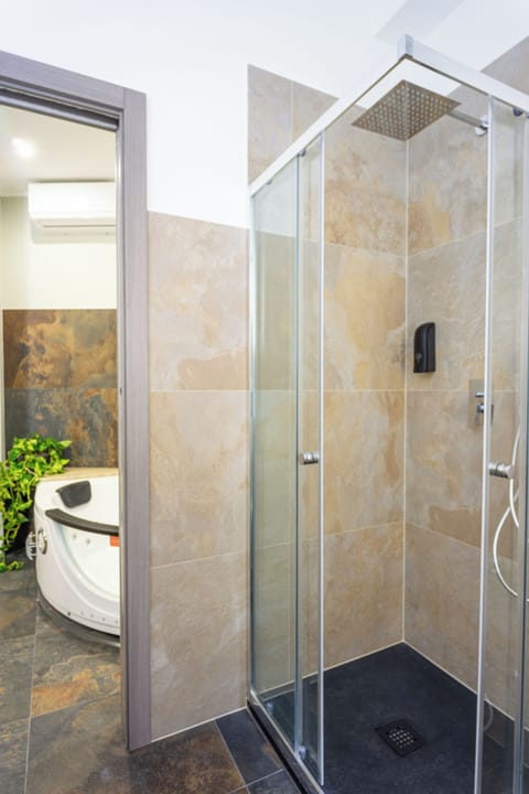 Suite | Bathroom | Hair dryer, towels, soap, shampoo