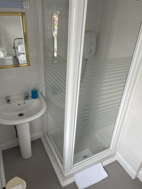 Combined shower/tub, free toiletries, hair dryer, towels