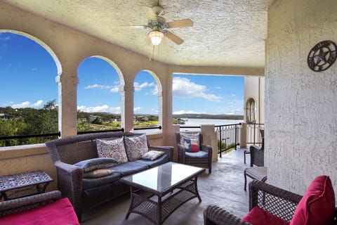 Expansive Patio with Lake and Hill Country Views