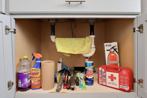 Kitchen Cabinet with Cleaning Items