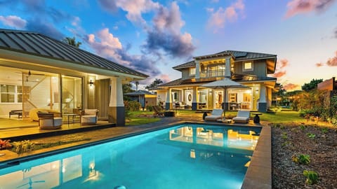 Kukuiula Makai Cottage #33 - Backyard Pool at Dusk - Parrish Kauai