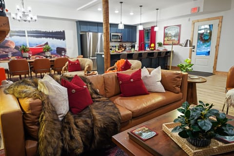 The kitchen and dining areas are connected for great family time around meals