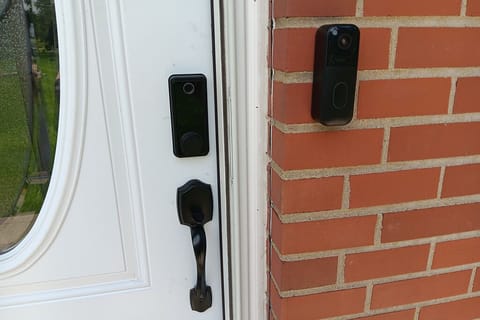 Notice the security camera for your protection. Door lock opens with a code.