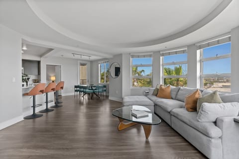 You can enjoy views of vibrant cityscapes from a window