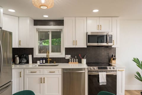 Updated and fully stocked kitchen