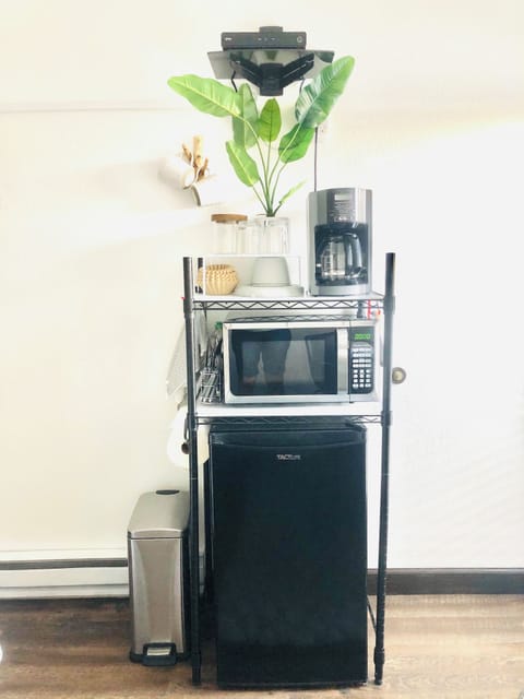 Microwave, Mini Fridge and Drip Coffee Maker