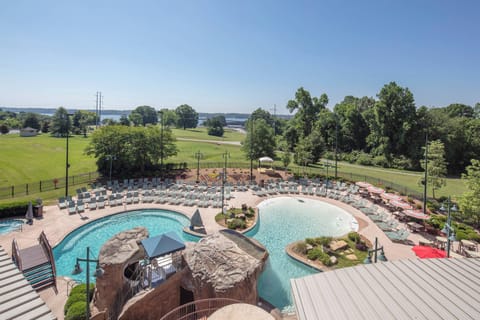 Indoor pool, outdoor pool, pool umbrellas, sun loungers