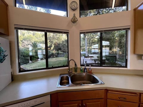 Kitchen sink views out to the front yard.