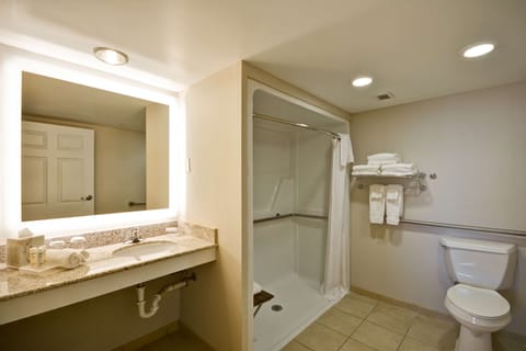 Suite, 2 Double Beds, Accessible (Roll-in Shower) | Bathroom shower