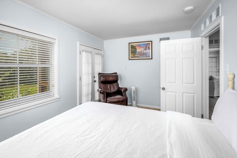 Comfortable queen bed for restful nights.