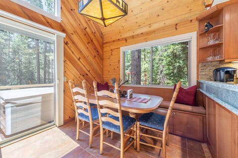 Dining for six: Enjoy comfort and conversation in the dining area that seamlessly opens up to the main living room and kitchen.