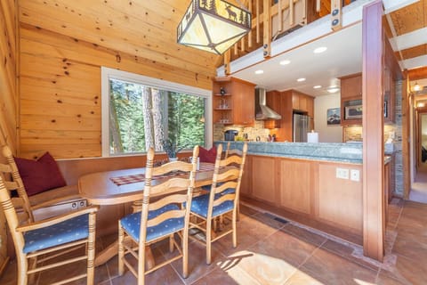 Dining for six: Enjoy comfort and conversation in the dining area that seamlessly opens up to the main living room and kitchen.