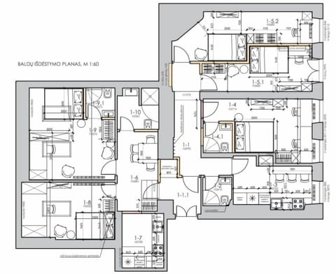 Layout of all rooms in a duplex