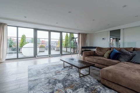 Spacious living room with direct access to the terrace. The big lamp outside becomes your personal moon at night - try it, it's magnificent!