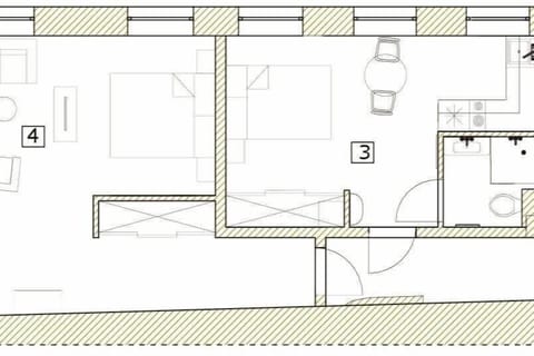 Have a look at how your space is laid out. This is 2nd floor set up with Studio (3) and 1bdr (4) apts.  