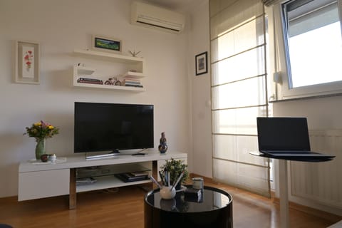 Apartment | Living area | 30-inch flat-screen TV with cable channels