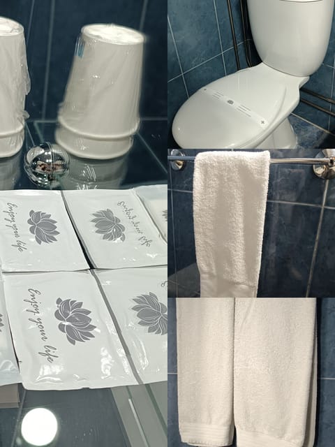 Shower, free toiletries, towels