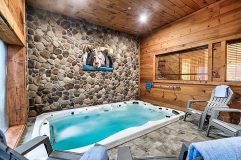 Indoor swimming pool located on the basement level! Swim any day of the year! Room has locking door with key code access