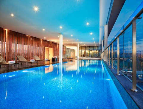 Indoor pool, open 6:00 AM to 9:00 PM, sun loungers