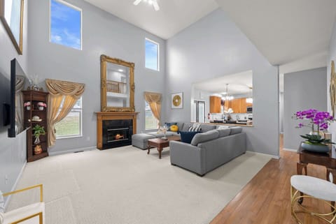 Curl up in the sophisticated living room & stream your favorites on the smart TV