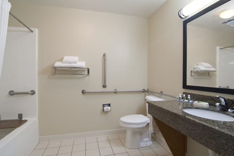 Standard Room, 1 King Bed, Accessible, Non Smoking (Refrigerator & Microwave) | Bathroom | Free toiletries, hair dryer, towels, soap