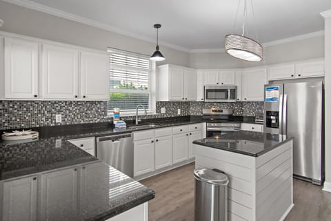 Kitchen with stainless steel appliances