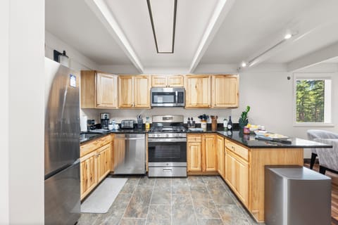 Fully-equipped kitchen area.