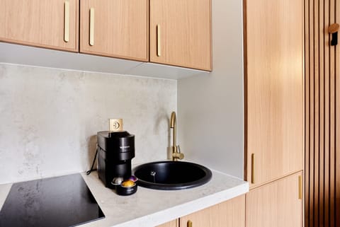 Apartment | Private kitchen | Fridge, microwave, coffee/tea maker, electric kettle