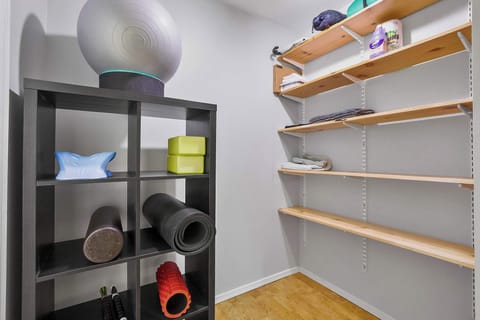 Yoga mats and rollers.