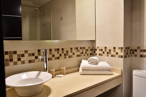 Superior Apartment | Bathroom | Shower, rainfall showerhead, free toiletries, hair dryer