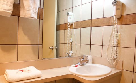 Room, 1 Queen Bed, Accessible | Bathroom | Combined shower/tub, free toiletries, hair dryer, towels