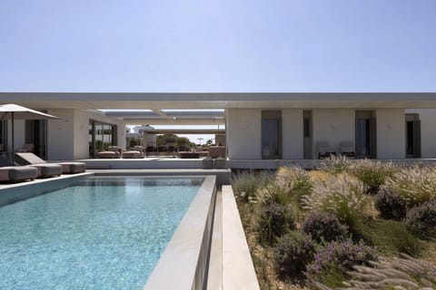 Amira's 15m-long infinity pool with the house behind.