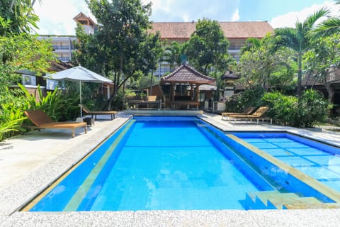 Outdoor pool, sun loungers