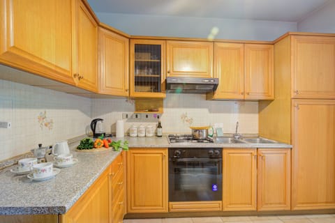 Fridge, oven, stovetop, coffee/tea maker