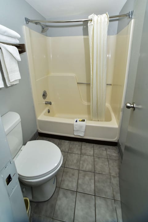 Combined shower/tub, free toiletries, hair dryer, towels