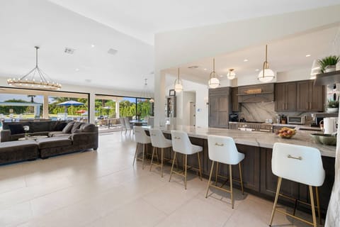 Gorgeous kitchen adjacent to living area