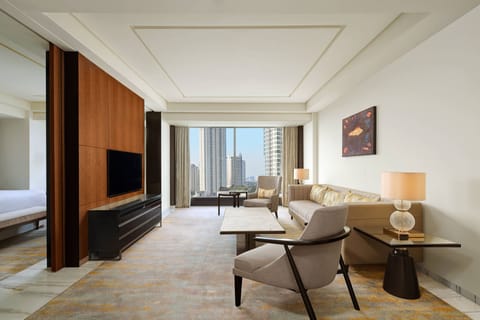 Club Suite, 1 King Bed (Grand Suite, Club Lounge Access) | Living room | 55-inch LED TV with satellite channels, TV