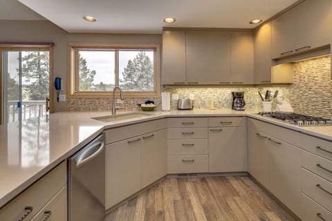 The kitchen has plenty of work space