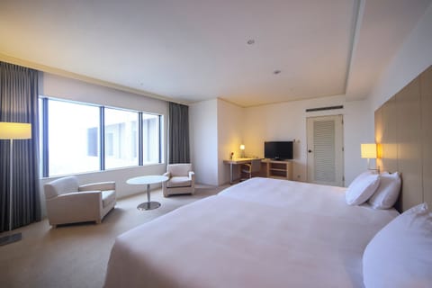 Premium Room, 2 Double Beds, Smoking, City View | In-room safe, desk, laptop workspace, blackout drapes