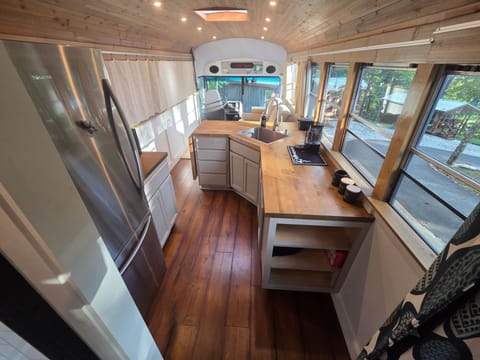 Into kitchen from bathroom