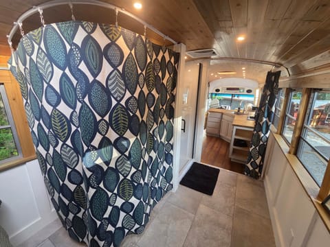 Bathroom with room divider