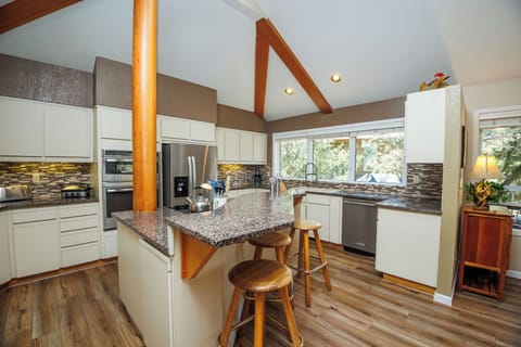 Large over the sink windows bring in natural light